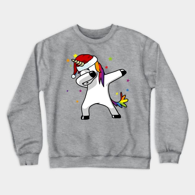 Dabbing Unicorn Shirt Hip Hop Dab Santa Hat Christmas Shirt III Crewneck Sweatshirt by vo_maria